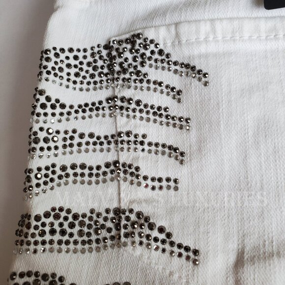 JUST CAVALLI BY ROBERTO CAVALLI JEANS WHITE w CRYSTALS SKINNY PANTS sz 29 US 6 - Picture 8 of 14